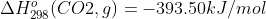 \Delta H_{298}^{o} (CO2, g) = -393.50 kJ/mol