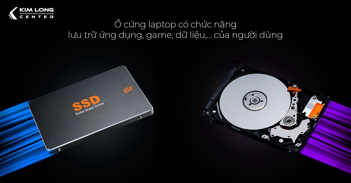 Ổ cứng laptop có chức năng luu trữ ứng dụng, game, dữ liệu,... của người dùng